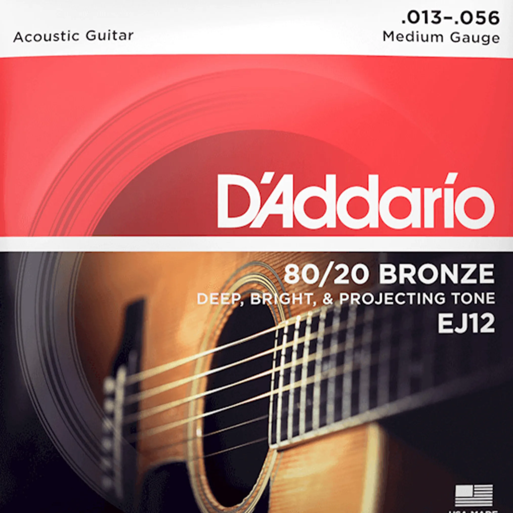 D'Addario EJ12 80/20 Bronze Acoustic Guitar String Set, Medium