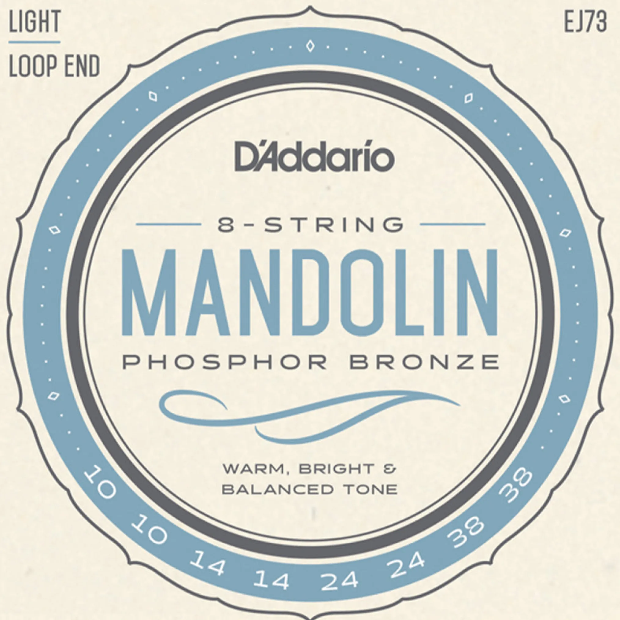 D'Addario EJ73 Phosphor Bronze Mandolin String Set, Light