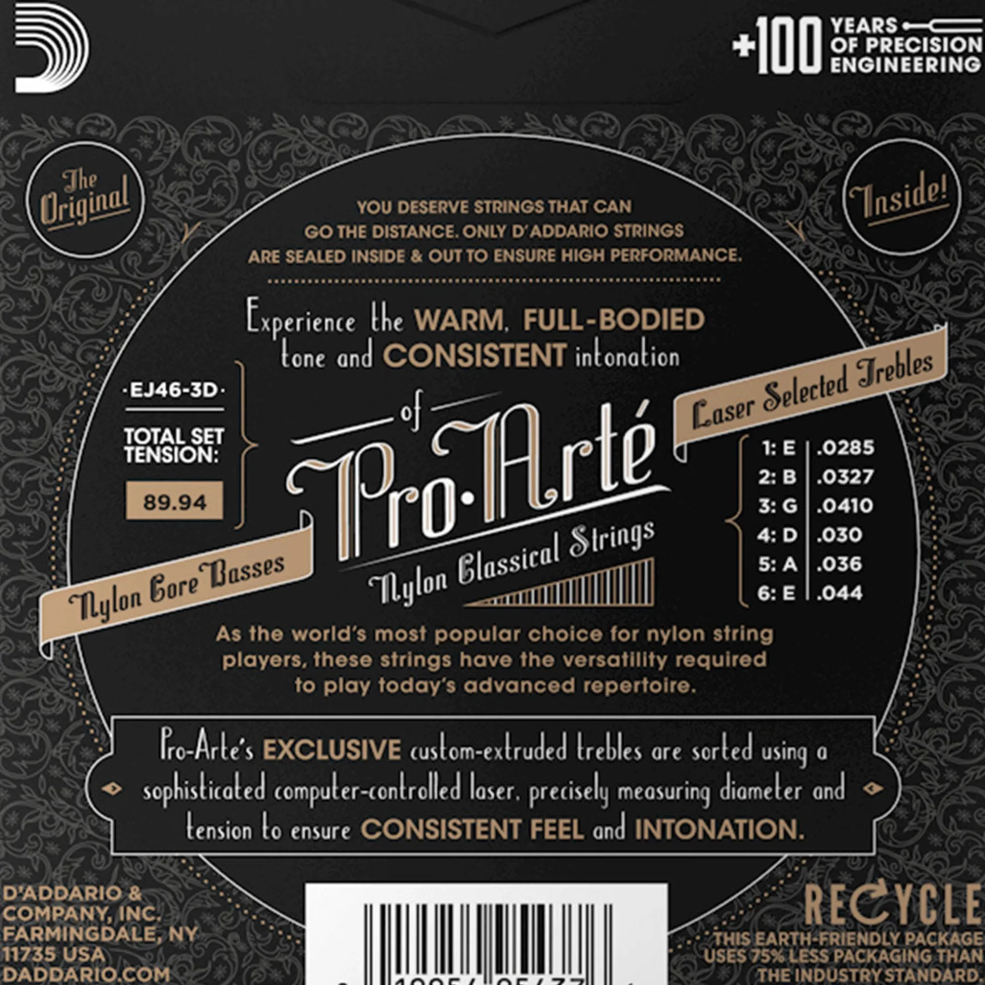D'Addario EJ46 Pro-Arté Nylon Classical Guitar String Set, Hard