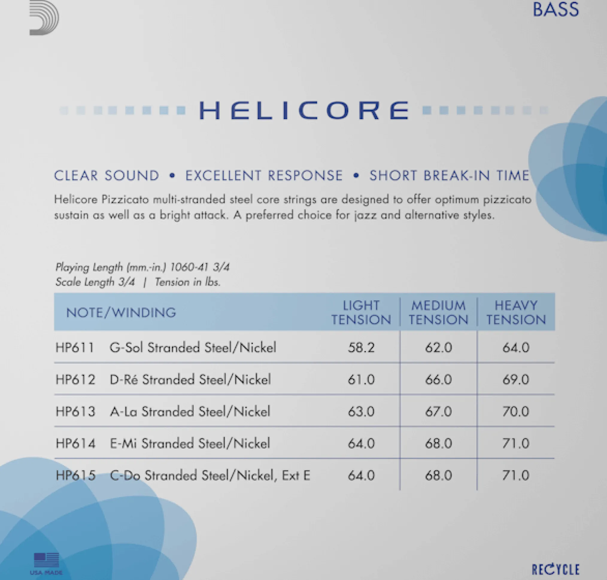 D'Addario Helicore Pizzicato Bass A String