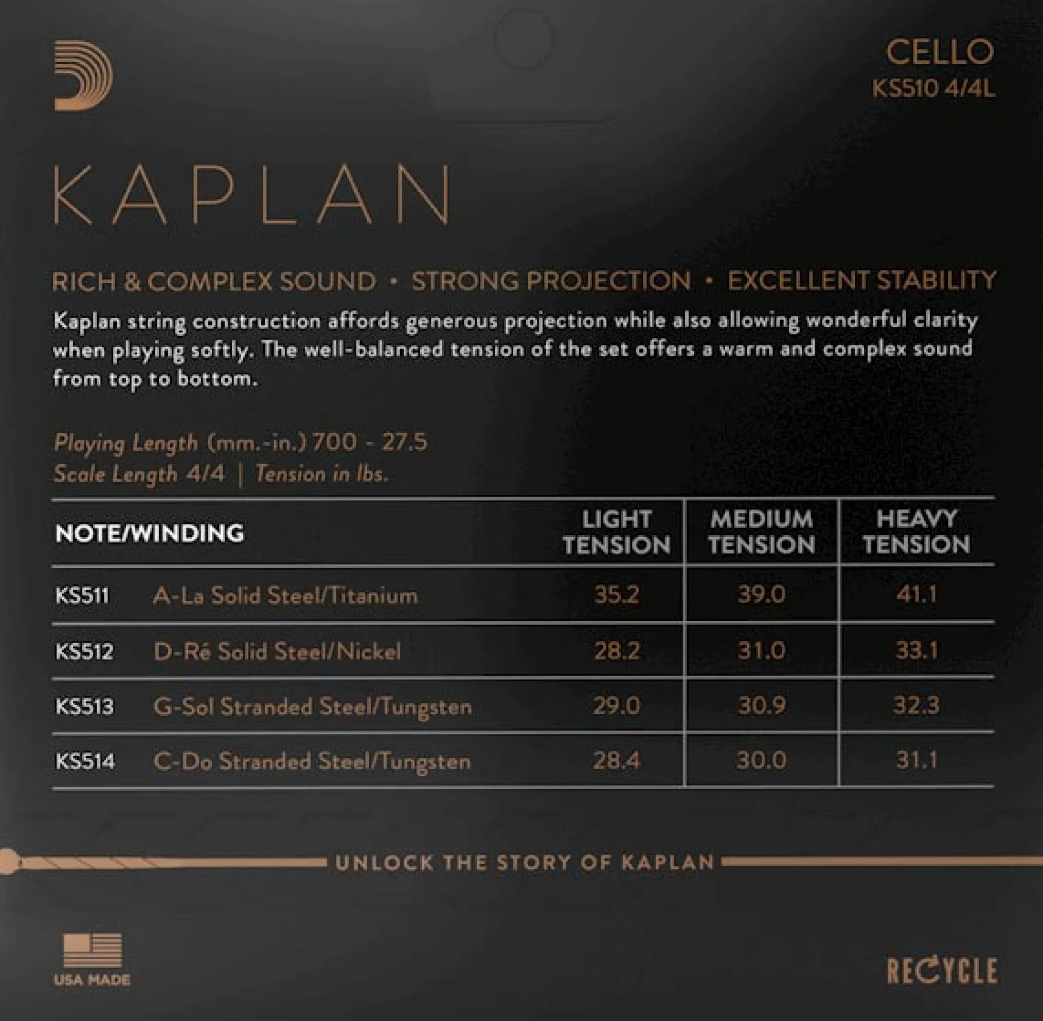 D'Addario Kaplan Cello C String