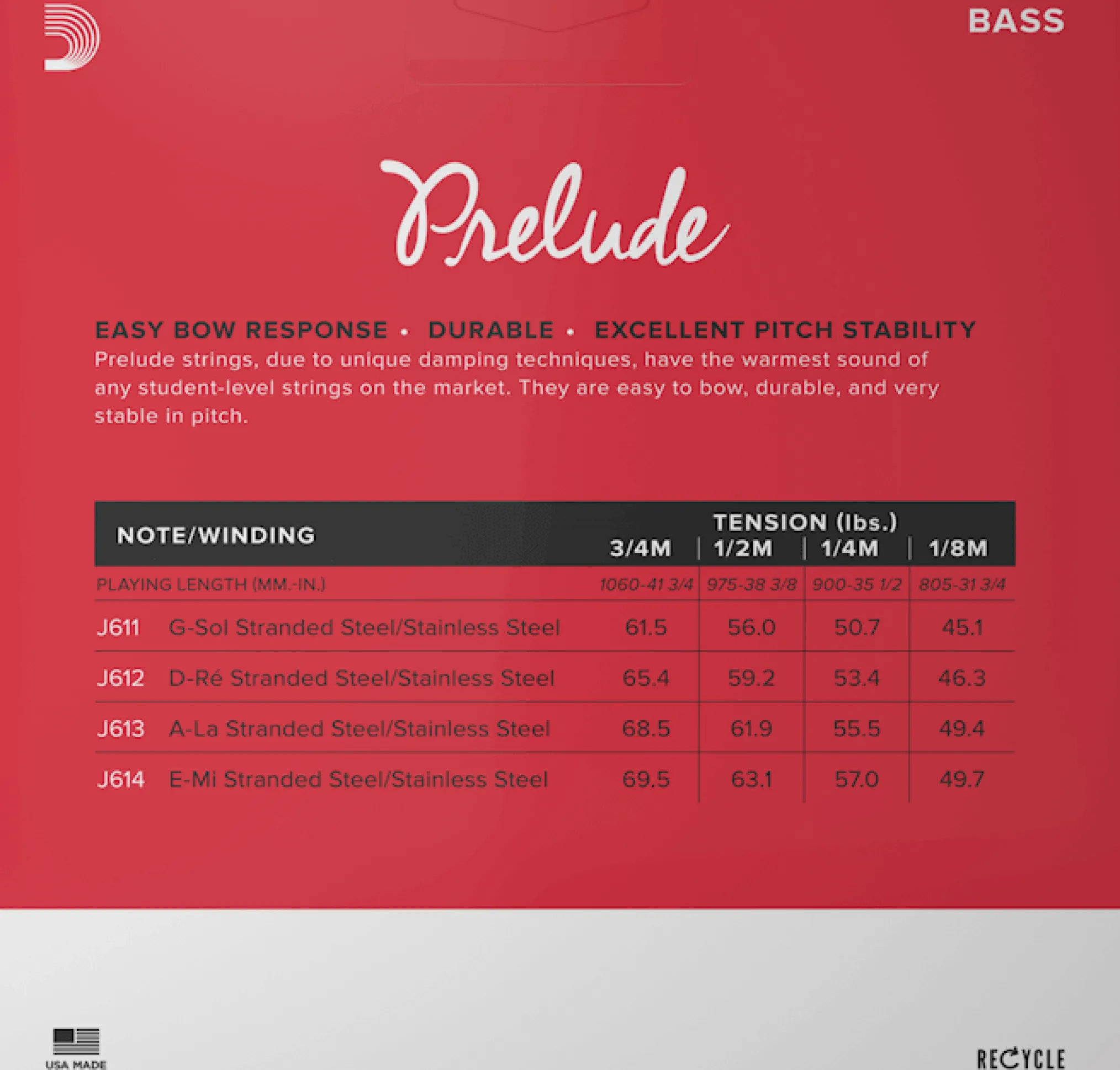 D'Addario Prelude Bass D String