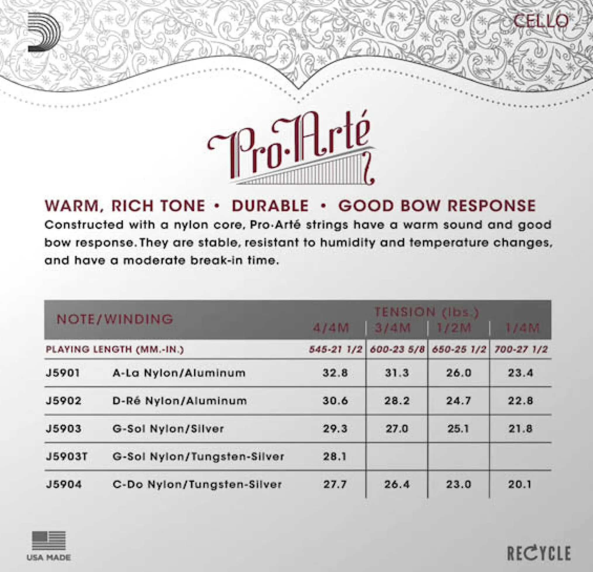 D'Addario Pro-Arté Cello D String